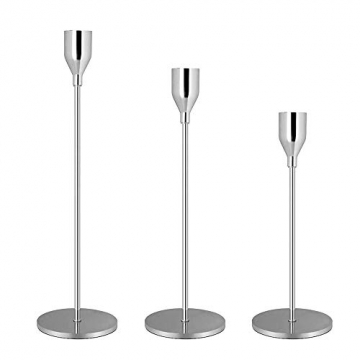 GoMaihe Kerzenständer 3 Set in Unterschiedlicher Größe, 33/28/24cm Kerzenhalter Stabkerze Hoch Metall Deko Kerzenleuchter, Vintage Kerzen Ständer für Valentinstag Weihnachts Hochzeit Essen.MEHRWEG - 1