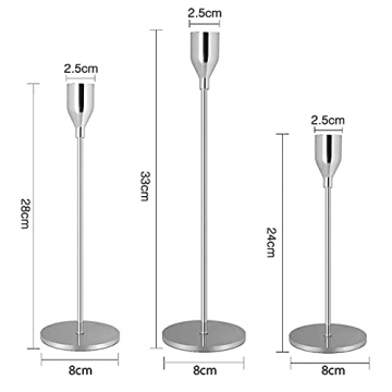 GoMaihe Kerzenständer 3 Set in Unterschiedlicher Größe, 33/28/24cm Kerzenhalter Stabkerze Hoch Metall Deko Kerzenleuchter, Vintage Kerzen Ständer für Valentinstag Weihnachts Hochzeit Essen.MEHRWEG - 5