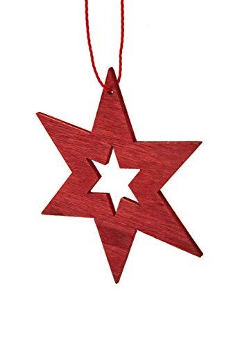 HEITMANN DECO Christbaumschmuck aus Holz - Sterne zum Aufhängen - Weihnachtsbaumschmuck Weihnachtsdeko - 24-teilig Rot, Grau, Natur - 2