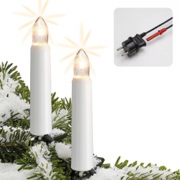 Hellum Lichterkette Made-in-Germany Weihnachtsbaum, Kerzen Lichterkette außen mit Clip, 30 Lichter beleuchtete Länge 2900cm, Kabel grün Schaft weiß, für Außen mit Stecker 843019 - 1