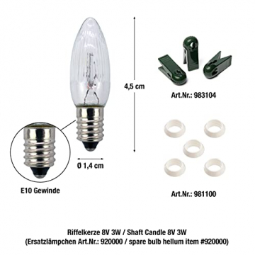 Hellum Lichterkette Made-in-Germany Weihnachtsbaum, Kerzen Lichterkette außen mit Clip, 30 Lichter beleuchtete Länge 2900cm, Kabel grün Schaft weiß, für Außen mit Stecker 843019 - 4