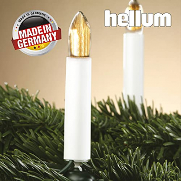 Hellum Lichterkette Made-in-Germany Weihnachtsbaum, Kerzen Lichterkette innen mit Clip, 30 Lichter, beleuchtete Länge 2320cm, Kabel grün Schaft mit Wachstropfen weiß, für Innen mit Stecker 813012 - 6