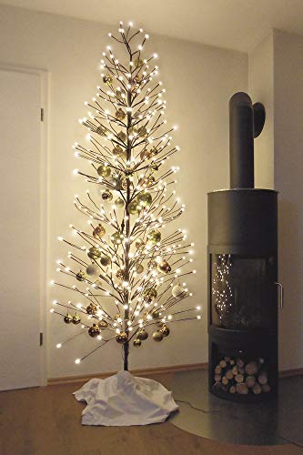 HILIGHT LED Weihnachtsbaum mit 296 warmweißen LEDs und Schneedeko 180 cm braun für Außenbereich geeignet Christbaum Tannenbaum Zweige und Äste Biegsam inkl. Metallständer - 1