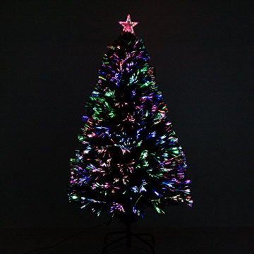 HOMCOM Weihnachtsbaum künstlicher Christbaum Tannenbaum Lichtfaser LED Baum mit Metallständer, Glasfaser-Farbwechsler, grün, 120 cm - 3