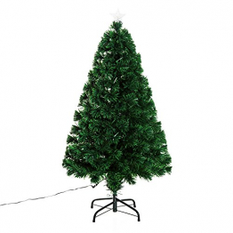 HOMCOM Weihnachtsbaum künstlicher Christbaum Tannenbaum Lichtfaser LED Baum mit Metallständer, Glasfaser-Farbwechsler, grün, 120 cm - 1