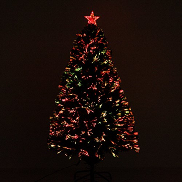 HOMCOM Weihnachtsbaum künstlicher Christbaum Tannenbaum Lichtfaser LED Baum mit Metallständer, Glasfaser-Farbwechsler, grün, 120 cm - 4