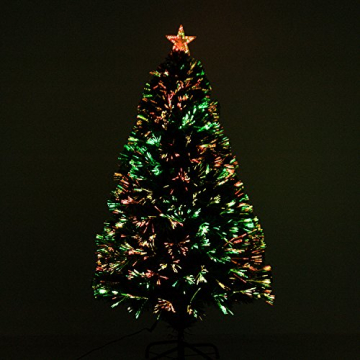 HOMCOM Weihnachtsbaum künstlicher Christbaum Tannenbaum Lichtfaser LED Baum mit Metallständer, Glasfaser-Farbwechsler, grün, 120 cm - 5