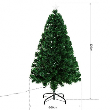 HOMCOM Weihnachtsbaum künstlicher Christbaum Tannenbaum Lichtfaser LED Baum mit Metallständer, Glasfaser-Farbwechsler, grün, 120 cm - 6