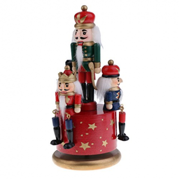 Homyl Weihnachten Nutcracker Soldaten Figuren Spieluhr Spieldose mit Uhrwerk Rote Basis - 1