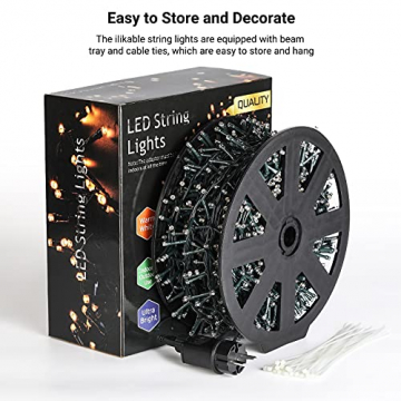 ilikable 25M Lichterkette Außen 1000leds, warmweiße Weihnachtsbeleuchtung Außen, 8 Modi Lichterkette mit IP44 Wasserdicht für Garten, Balkon, Terrasse, Tor, Hof, Hochzeit, Party (Warmweiß) - 6