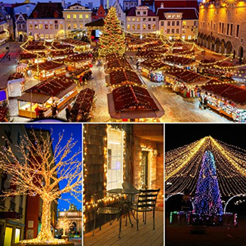 ilikable 40M Lichterkette Außen Batterie 300leds, Weihnachtsbeleuchtung Außen Timer, 8 Modi Lichterkette mit IP44 Wasserdicht für Garten, Balkon, Terrasse, Tor, Hof, Hochzeit, Party - Warmweiße - 8