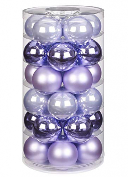 Inge Glas Weihnachtskugeln | Schöne Christbaumkugeln aus Glas | 30 Kugeln in Dose | Christbaumschmuck Weihnachtsbaumschmuck Weihnachtsbaumkugeln (Dreamy Lilac | lila Flieder Glanz/matt) - 1