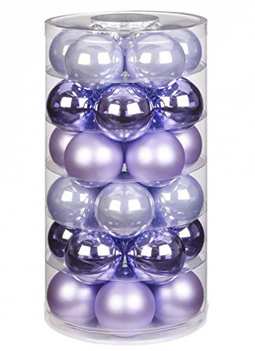 Inge Glas Weihnachtskugeln | Schöne Christbaumkugeln aus Glas | 30 Kugeln in Dose | Christbaumschmuck Weihnachtsbaumschmuck Weihnachtsbaumkugeln (Dreamy Lilac | lila Flieder Glanz/matt) - 1