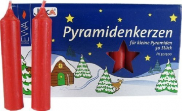 JEKA Pyramidenkerzen klein, rot ca. 14 x 74 mm 50 Stück/Pack, Weihnachtskerzen, Adventskerzen, Christbaumkerzen, Baumkerzen, Kerzen - 6