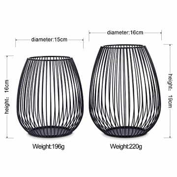 Kerzenständer Schwarz-Matt Metall Kerzenhalter 2er Kerzenleuchter Windlicht und Lampenschirm Skandinavische Tischdeko für Haus Zimmer Dekor für Geburtstag Weihnachten Hochzeit Kamin Dekoration - 4