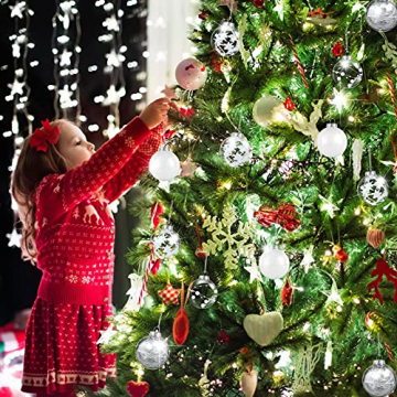 Kesote 24 Weihnachtskugeln Weiß Christbaumkugeln Glitzer Kugel Weihnachten zum Befüllen Weihnachtsbaumschmuck Deko Basteln, 6 cm - 5