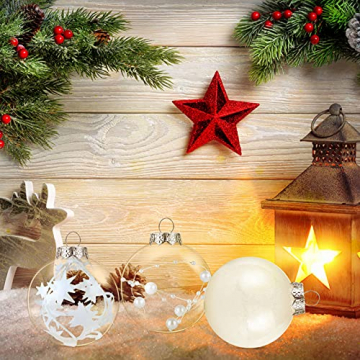 Kesote 24 Weihnachtskugeln Weiß Christbaumkugeln Glitzer Kugel Weihnachten zum Befüllen Weihnachtsbaumschmuck Deko Basteln, 6 cm - 7