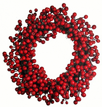 khevga Tür-Kranz Winter Weihnachten Rote Beeren (1, 40) - 1