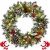 Kranz Weihnachten, Weihnachtskranz für Tür Vorbeleuchtet Künstlich Weihnachtsdeko mit 50 LEDs Licht Batteriebetrieb Schneeflocke Pinocone Red Berry(45CM/18Zoll) - 1