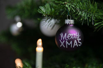 KREBS & SOHN 20er Set Glaskugeln - Weihnachtsbaumschmuck zum Aufhängen - Christbaumkugeln - Weiß, Lila, Silber - 3