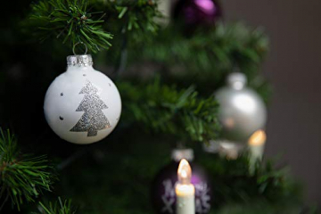 KREBS & SOHN 20er Set Glaskugeln - Weihnachtsbaumschmuck zum Aufhängen - Christbaumkugeln - Weiß, Lila, Silber - 4