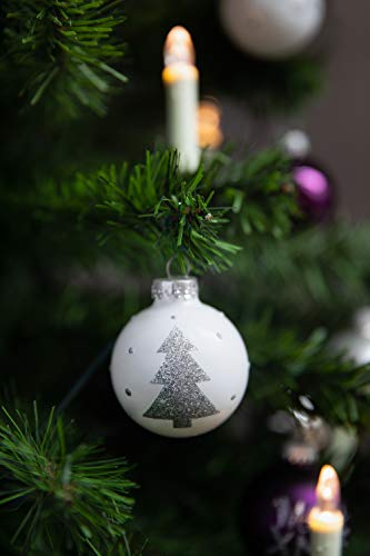 KREBS & SOHN 20er Set Glaskugeln - Weihnachtsbaumschmuck zum Aufhängen - Christbaumkugeln - Weiß, Lila, Silber - 5
