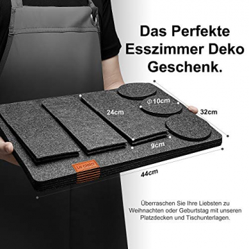 Le cielci® Tischset Filz Anthrazit | 18er Set - 6 Platzsets, Glasuntersetzer, Bestecktaschen | rutschfest Abwaschbar Tischsets | Filzmatte Platzdeckchen abwischbar | Platzset für Zuhause Restaurant - 4