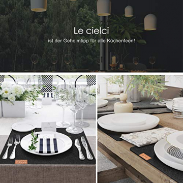 Le cielci® Tischset Filz Anthrazit | 18er Set - 6 Platzsets, Glasuntersetzer, Bestecktaschen | rutschfest Abwaschbar Tischsets | Filzmatte Platzdeckchen abwischbar | Platzset für Zuhause Restaurant - 7