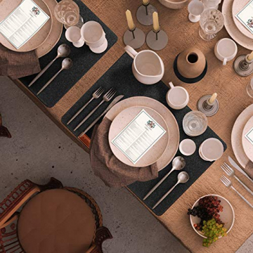 Le cielci® Tischset Filz Anthrazit | 18er Set - 6 Platzsets, Glasuntersetzer, Bestecktaschen | rutschfest Abwaschbar Tischsets | Filzmatte Platzdeckchen abwischbar | Platzset für Zuhause Restaurant - 8