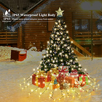 LED Lichterkette Weihnachtsbaum Tannenbaum Beleuchtung Christbaumbeleuchtung - mit 16 Girlande & 400 LEDs für Outdoor Baum Christbaum Deko Warmweiss Weihnachtsbaumbeleuchtung Innen Außen - 3