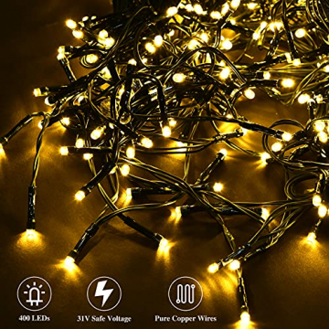 LED Lichterkette Weihnachtsbaum Tannenbaum Beleuchtung Christbaumbeleuchtung - mit 16 Girlande & 400 LEDs für Outdoor Baum Christbaum Deko Warmweiss Weihnachtsbaumbeleuchtung Innen Außen - 4
