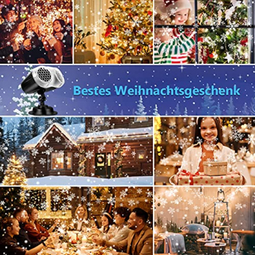 LED Projektionslampe, LED Schneeflocke Projektor Licht, Wasserdicht Schneefall Weihnachtsbeleuchtung Aussen LED Projektor Lichter für Außen und Innen Deko,Geburtstag Party, Weinachten und Feiertage - 7