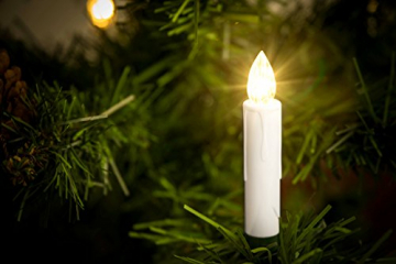 LED Universum kabellose Weihnachtsbaumbeleuchtung: dimmbare batteriebetriebene LED Kerzen mit Fernbedienung und Timerfunktion (10er Set, warmweiß, mit verschiedenen Modi, drahtlos) - 4