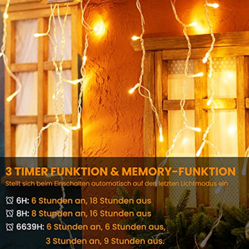 Lichterkette außen Eisregen Weihnachten - RAXFLY 10M 400 LED Weihnachtsbeleuchtung Warmweiß und Bunte Lichterketten für außen & innen,LED Lichterkette mit Fernbedienung Timer - 4