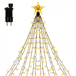 Lichterkette Außen Innen 1.5M x 14 Vorhänge mit LED Sterne, 178 LEDs Lichterkette Weihnachtsbaum, 8 Leuchtmodis, IP44 Wasserdicht Lichterkette Strom Mit Stecker für Weihnachten/Party Deko, Warmweiß - 1