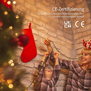 Lichterkette Außen Innen 1.5M x 14 Vorhänge mit LED Sterne, 178 LEDs Lichterkette Weihnachtsbaum, 8 Leuchtmodis, IP44 Wasserdicht Lichterkette Strom Mit Stecker für Weihnachten/Party Deko, Warmweiß - 4