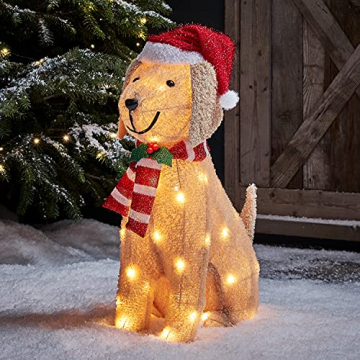 Lights4fun 50er LED Labrador Weihnachtsbeleuchtung Außen Weihnachtsfigur Timer - 1