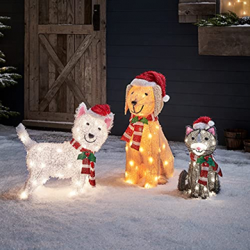 Lights4fun 50er LED Westie West Highland White Terrier Weihnachtsbeleuchtung Weihnachtsfigur Timer - 3