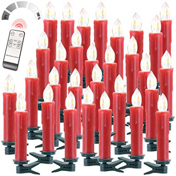 Lunartec Funkkerzen: FUNK-Weihnachtsbaum-LED-Kerzen mit Fernbedienung, 30er-Set, rot (Christbaumkerzen Funk) - 2