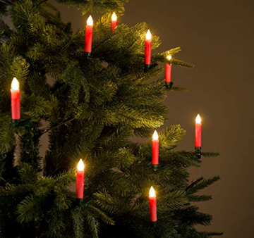 Lunartec LED-Baumkerzen kabellos: FUNK-Weihnachtsbaum-LED-Kerzen mit Fernbedienung, 20er-Set, rot (Weihnachtsbeleuchtung kabellos) - 5