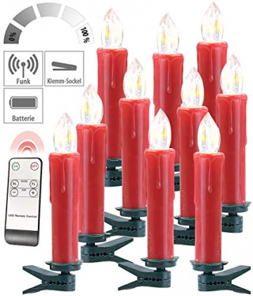Lunartec LED-Baumkerzen kabellos: FUNK-Weihnachtsbaum-LED-Kerzen mit Fernbedienung, 20er-Set, rot (Weihnachtsbeleuchtung kabellos) - 9