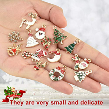 LYTIVAGEN 25 Stück Mini Weihnachten Anhänger Schmuckanhänger Weihnachten Hängende Ornamente Emaille Christbaum Anhänger Weihnachtsbaum Schmuck Tannenschmuck für Weihnachten Dekoration DIY Schmuck - 3