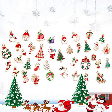 LYTIVAGEN 25 Stück Mini Weihnachten Anhänger Schmuckanhänger Weihnachten Hängende Ornamente Emaille Christbaum Anhänger Weihnachtsbaum Schmuck Tannenschmuck für Weihnachten Dekoration DIY Schmuck - 1