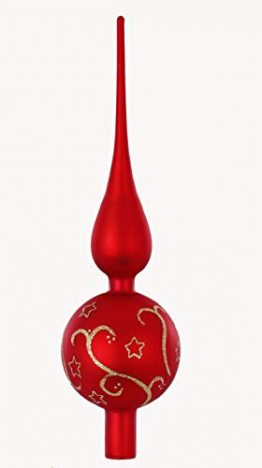 MAGIC Christbaumspitze Ornament Glas 32cm Ornament Baumspitze Baumschmuck Weihnachtsbaumspitze Baumspitze Geschenk Germany Spitze Farbe: rot matt - 1