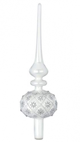 Magic Dekorierte Christbaumspitze Weihnachtsbaumspitze Glas 31cm Weihnachtsbaum Christbaum Spitze Deko Weihnachten Farbe: weiß - 1