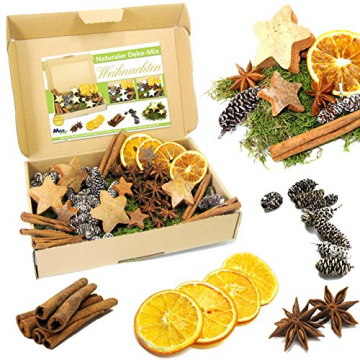 MGS SHOP Deko - Mix Weihnachten Bastelset kreative Idee Natur Dekoration mit Moos Anis Zimt Orangenscheibe Kokosstern (Natur) - 3