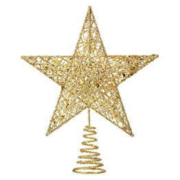 MICHETT Weihnachtsbaumspitze Stern Baumschmuck Christbaumspitze 20cm mit Frühling,Glitzernder baumkronen Ornament Party Dekoration für Weihnachtsbaumdekoration und Heimdekoration,Gold - 1