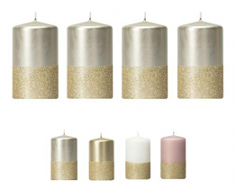 Moderne Adventskerzen mit goldenem Glitter/Glitzer – 4er Set - Kerzen/Stumpenkerzen - Weihnachten/Weihnachtskranz/Adventskranz (Titan) - 1