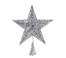 NICEXMAS 20cm Weihnachtsbaumspitzen Spitze für Weihnachtsbaum Silber Stern Baum Topper Exquisite Weihnachtsbaum Topper Dekor - 1