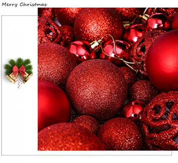 No One&U 100 Stück Kunststoff Weihnachtskugel,Weihnachtskugeln Ornamente Kugel Box Glanz Glitzer Matt Dekor Inge,Farbe:Rot - 5
